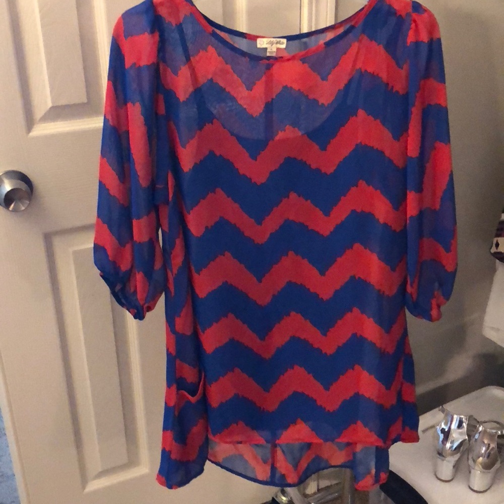 Red and blue tunic